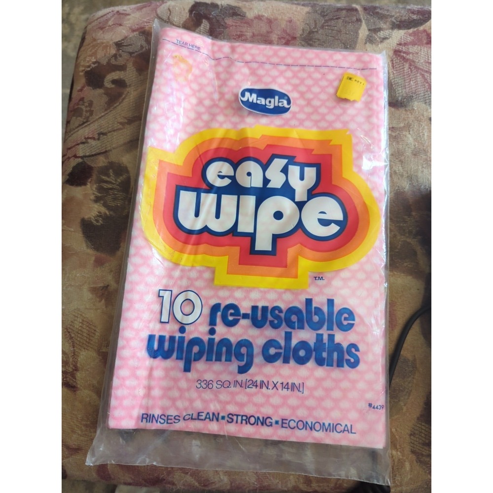 Vintage 80's Magla EASY WIPE Wiping Cloths Prop Nostalgia Dead Stock 8 Reusable